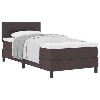 Cama Tipo Box Spring Manual Marrón Oscuro 80 X 200 Cm Tela Vidaxl