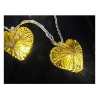 guirnalda 10 corazones led oro