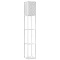 homcom lampara de pie 2 en 1 moderna con 3 estantes casquillo e27 26 x 26 x 160 cm blanco   aosom espana