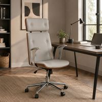 silla de oficina con ruedas en madera gris 71x69x1085 cm