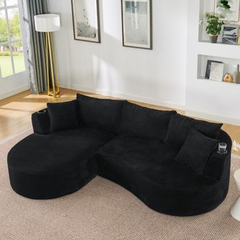 Sofá De 3 Plazas - Mueble Para Salón - Pana - Negro
