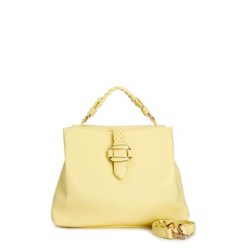bolso de mano suave con asa trenzada, hebilla y bandolera extraíble. yellow