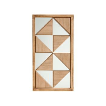 Decoración De Pared Con Espejo Marco De Madera Estilo Moderno 40 X 75 Cm Marrón Claro Hiesville