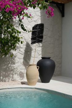Tallo decorativo de rafia, sisal y palma negro 30x10x190 cm
