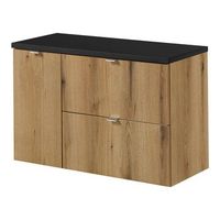 mueble de bano newport con 2 cajones y 1 puerta 90x60x40 cm - efecto roblenegro encasa