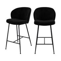 juego de 2 sillas para isla central de 663 cm en tejido boucle negro