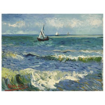 Legendarte - Cuadro Lienzo, Impresión Digital - Paisaje Marino Cerca De Las Saintes Marie De La Mer - Vincent Van Gogh - Decoración Pared Cm. 60x80