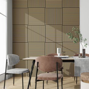 Set De 16 Paneles Acústicos Vang 3d 5,76 M² Lamas Lineales - Roble [neu.holz]