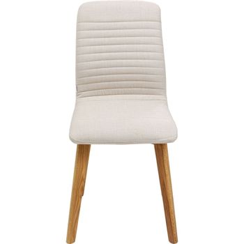 Silla con pata de madera y tela crema