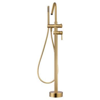 Grifería De Bano Oro En Acero Y Latón Con Cartucho Cerámico Y Tubo Flexible Pvc