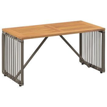 Mesa De Jardín | Mesa De Exterior Gris Y Marrón 80 X 40 X 40 Cm Ratán Sintético