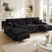 sofa en forma de u welltin sofa seccional moderno de chenilla con asientos reclinables dobles 272x136x88cm gris