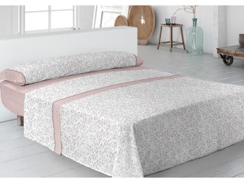 Juego de sábanas jade pierre cardin floral con bajera lisa