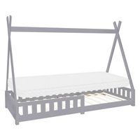 cuna con proteccion anticaida y somier 90x200 cm gris claro ml-design
