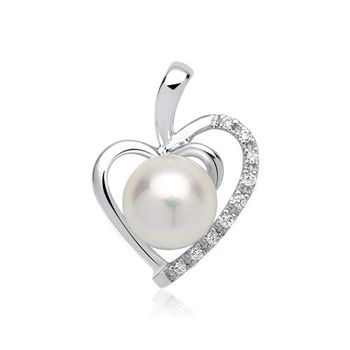 Colgante corazón 14 quilates oro blanco 9 diamantes