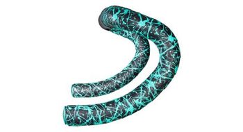 Supacaz cinta de manillar super sticky kush limited splat neon azul celeste con tapas