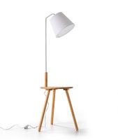 lampara de pie alya madera natural con mesa auxiliar e27