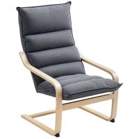 homcom sillon de salon moderno con respaldo alto patas de madera gris