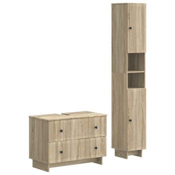Juego De Gabinete De Baño De 2 Piezas Ede Roble Sonoma Vidaxl