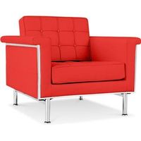 sillon con reposabrazos - tapizado en cuero - town rojo