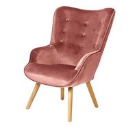 sillon de salon de terciopelo rosa con patas de madera coleccion enjoy estilo escandinavo