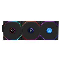 lian li uni fan tl120 wireless lcd rgb pack triple ventilador suplementario 120mm negro