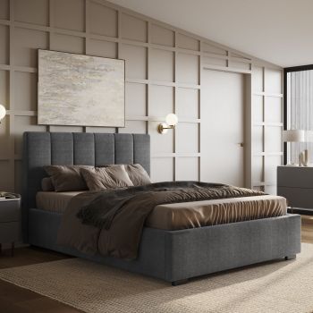 Flair Grey Waltz Fabric Ottoman Kingsize Bed - King
