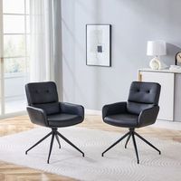juego de 2 sillas de comedor giratorias polipiel negra 360 y 85 cm