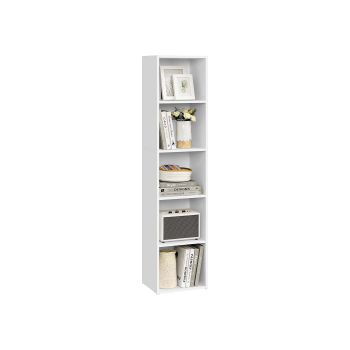 Librería estantería abierta de varios niveles para sala estudio comedor, Blanco Nube / 5 Niveles (30,2A x 134,2A cm)