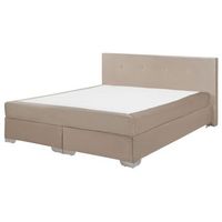 cama continental tapizada beige 160 x 200 cm con colchon y cabecero bajo consul