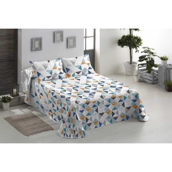 Colcha Bouti Primavera-Verano Modelo Milena. Colcha Bouti 100% Poliéster para Cama de 90/105/135/150/180, Colcha Bouti con cuadrante Decorativo incluye funda para cojín 50x70cm