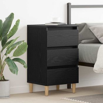 Mesita De Noche - Mueble Para Dormitorio - Madera De Ingeniería - Roble Negro (40x35x69cm)
