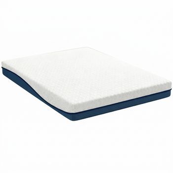 Colchón 160x200 De Espuma Viscoelástica Gel Con Extracto De Té Verde, Funda Desenfundable, Blanco Y Azul