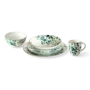 Mug (x6) gres blanco/verde