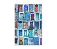 panel decorativo madera 60x40 puertas azules