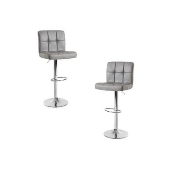 Pack 2 Taburetes Casper De Polipiel 105*44*40 Cm - Gris Claro