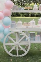 carrito candy bar blanco en madera envejecida con 3 estantes
