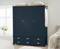 somerset oak and blue 3 door 4 drawer wardrobe