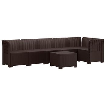 Sofá De Jardín Para 6 Personas Estilo Rattan Pp Marrón Vidaxl
