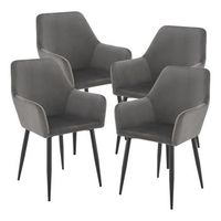 juego de 4 sillas de comedor hollola terciopelo y acero 86x57x56 cm- gris oscuro encasa