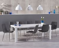 atlanta 200cm white high gloss dining table with helsinki faux leather chairs