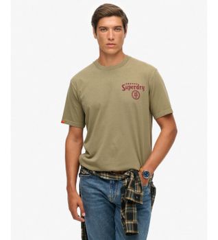 Superdry para hombre. M1012248A Camiseta Tokyo Narrative Loose verde oscuro (XL), Casual, Algodón, Manga corta