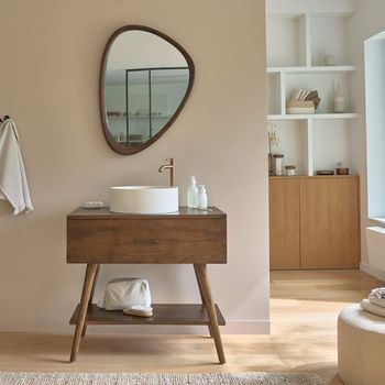 Mueble de lavabo doble de mindi macizo 80 cm
