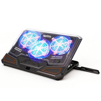 NUOXI C500 Base de enfriamiento para portátil RGB enfriador de portátil con tres ventiladores y pantalla LCD 4 velocidad