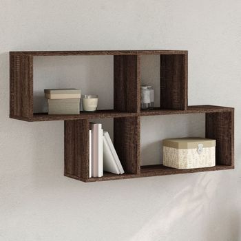 Estante De Pared Madera Ingeniería Marrón Roble 100x20x53 Cm Vidaxl