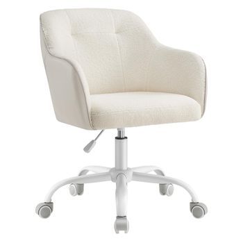 Silla De Escritorio Ergonómica Con Respaldo Curvado De Acero Y Felpa - Beige