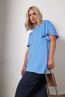 yours camiseta azul de doble manga angel mujer curvy y tallas grandes yours