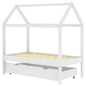 Estructura De Cama Infantil Y Cajón Madera Pino Blanca 70x140cm Vidaxl