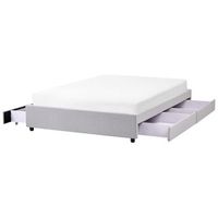 cama con cajones sin cabecero de tela 140 x 200 cm diseno vintage con almacenaje gris claro prades