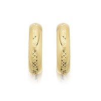 9ct gold diamond cut half hoop earrings - 13mm - g2521